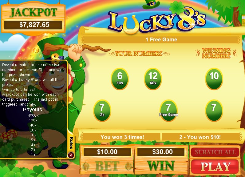 Lucky 8s - $10 No Deposit Casino Bonus